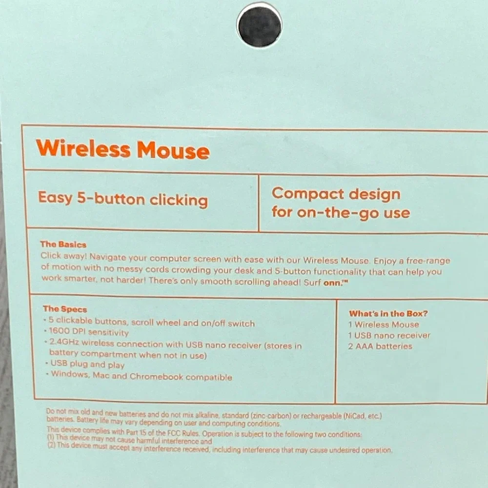 Surf Onn. Wireless‎ Mouse Rainbow Stripe 5 Button - New in Box